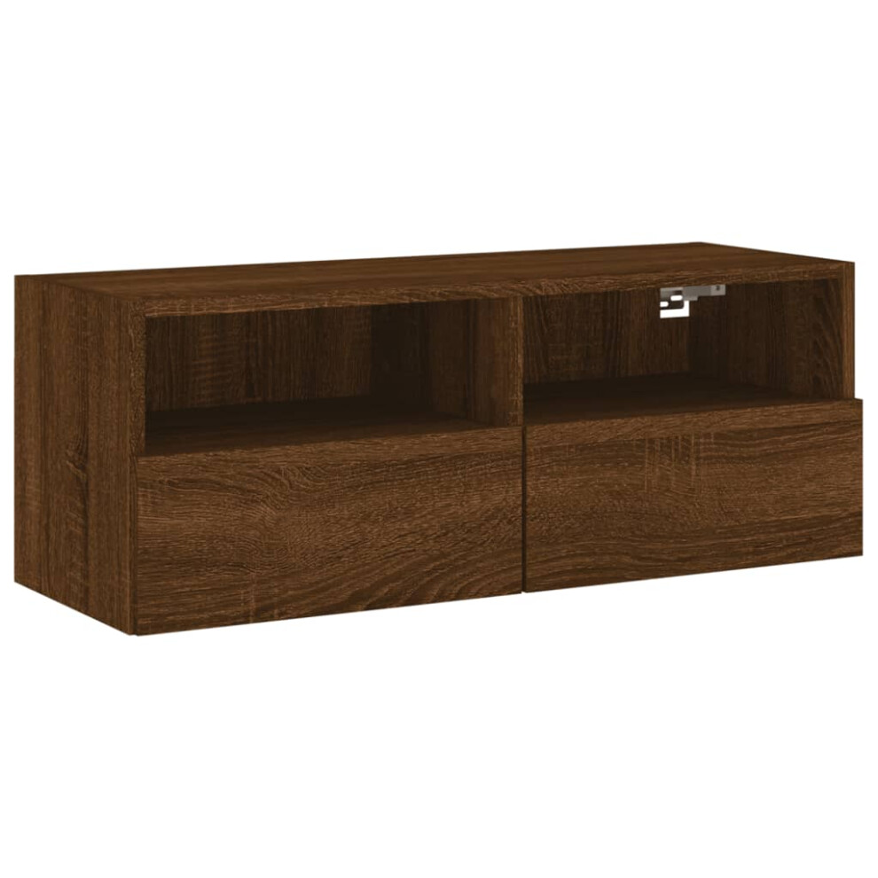 vidaXL TV Wall Cabinet Wall-mounted TV Cabinet Stand Brown Oak Engineered Wood