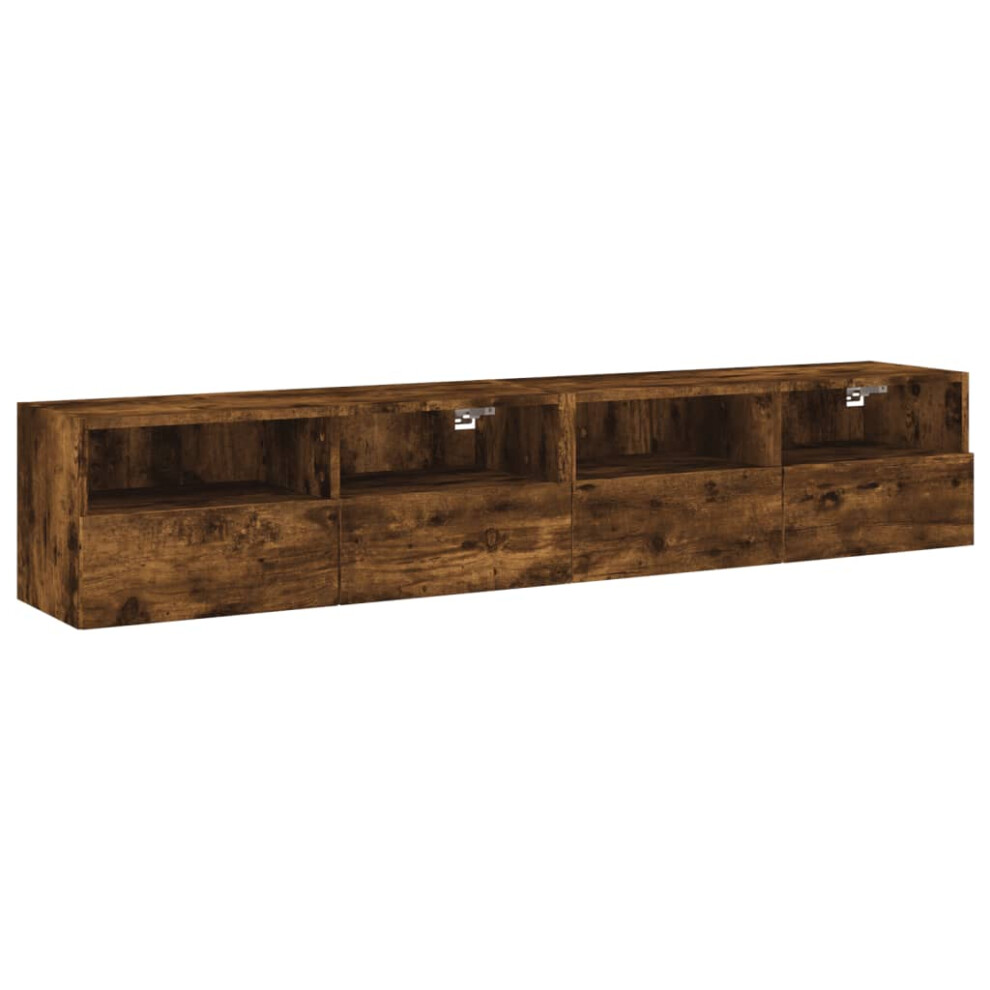 Vidaxl Tv Wall Cabinets Floating Tv Unit 2 Pcs Smoked Oak Engineered Wood
