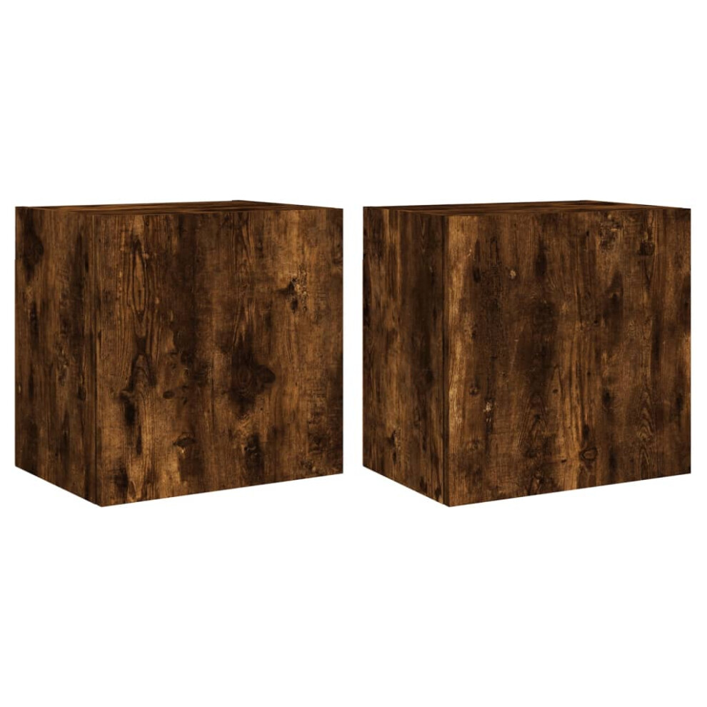 vidaXL TV Wall Cabinets Floating TV Unit 2 pcs Smoked Oak Engineered Wood