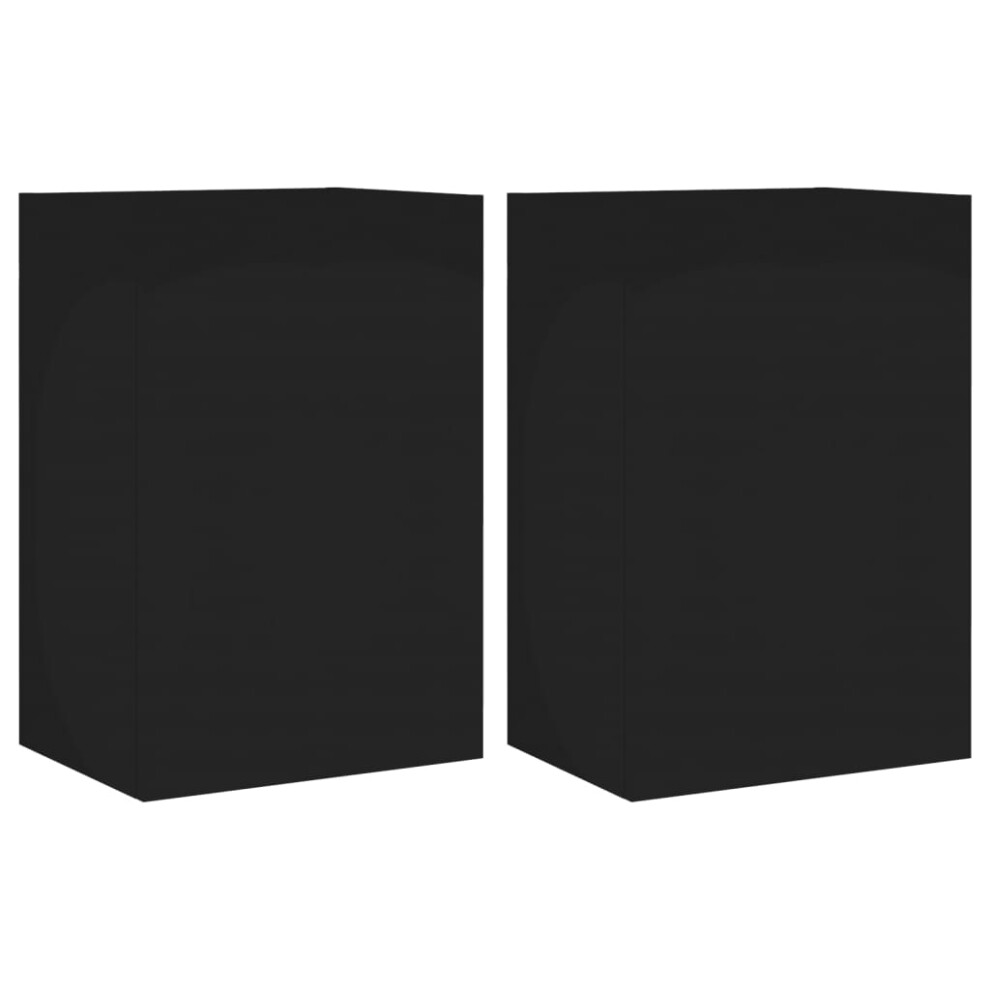 vidaXL TV Wall Cabinets Wall-mounted TV Cabinet 2 pcs Black Engineered Wood