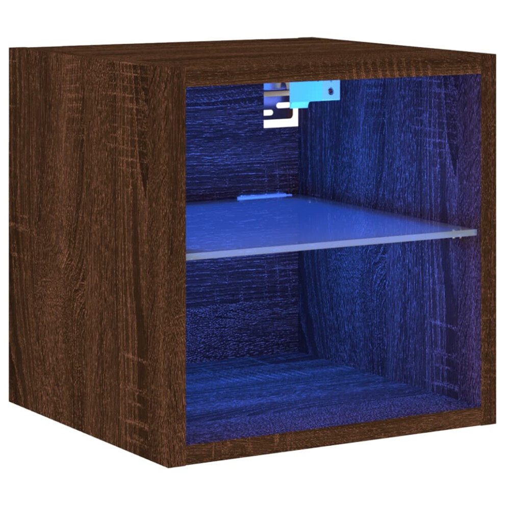 Vidaxl Tv Wall Cabinet With Led Lights Floating Tv Unit Tv Cabinet Brown Oak