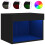 VidaXL vidaXL Bedside Cabinet with LED Lights Wall-mounted Nightstand Bed Table Black 2