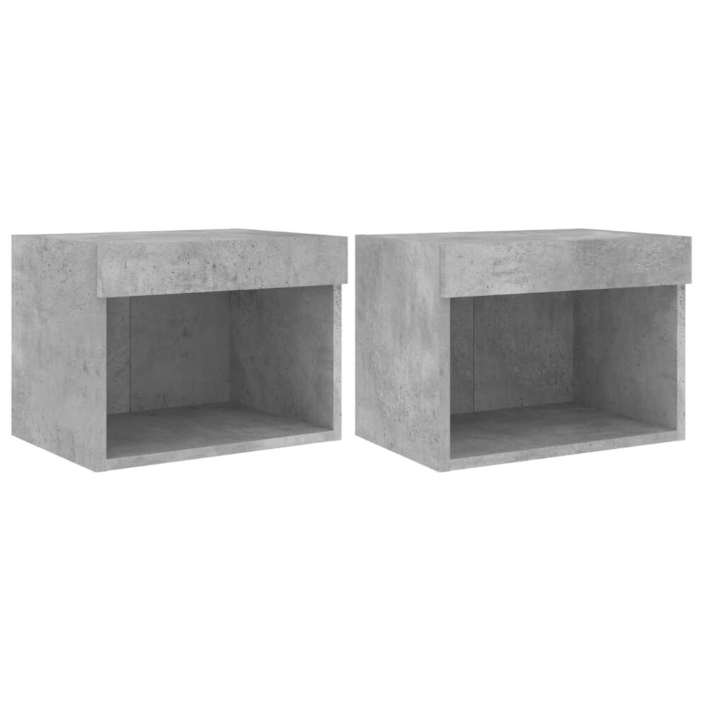 vidaXL Bedside Cabinets & LED Lights Wall-mounted Cabinet 2 pcs Concrete Grey