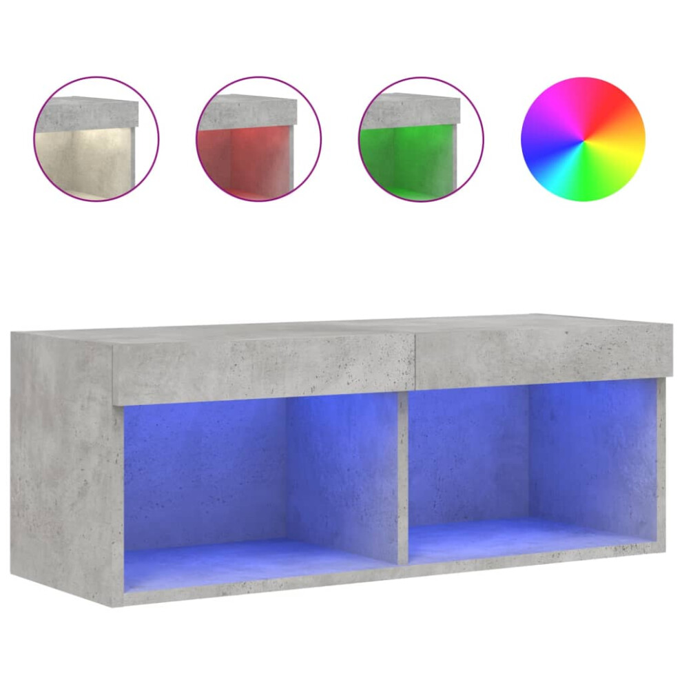 Vidaxl Tv Cabinet With Led Lights Tv Stand Media Cabinet Tv Unit Concrete Grey