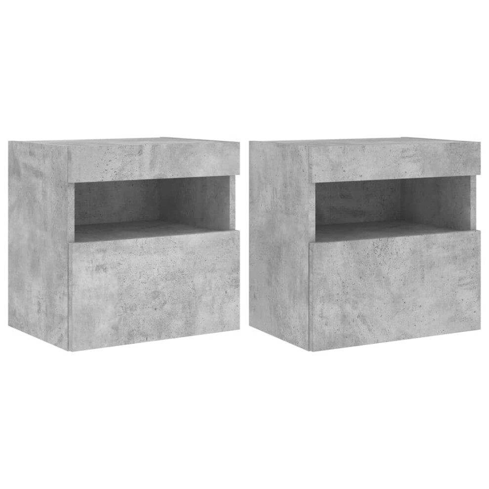 vidaXL TV Wall Cabinets with LED Lights Floating TV Unit 2 pcs Concrete Grey