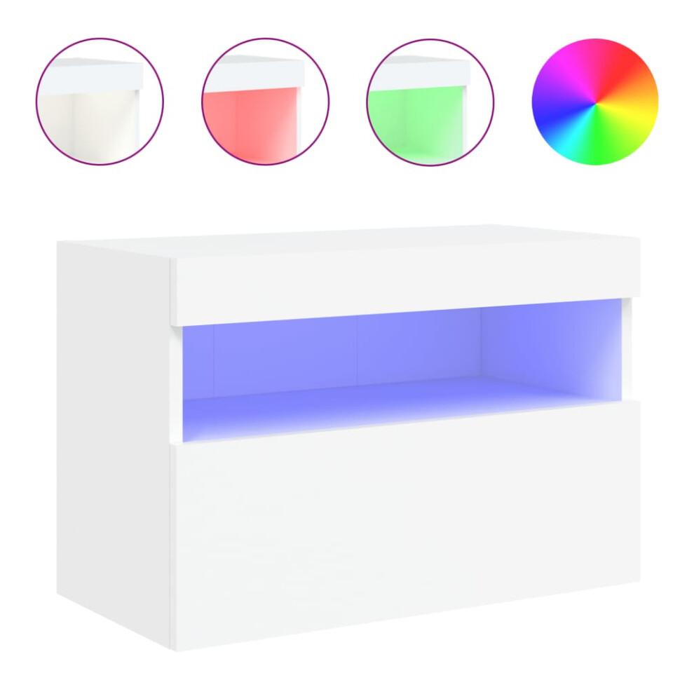 Vidaxl Tv Wall Cabinet With Led Lights Floating Wall Mounted Tv Cabinet White