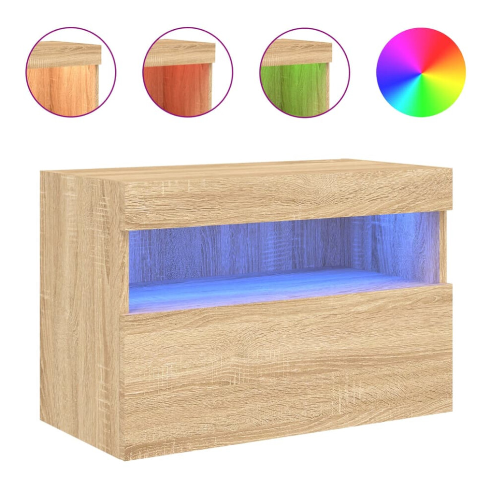 Vidaxl Tv Wall Cabinet With Led Lights Floating Tv Unit Tv Cabinet Sonoma Oak
