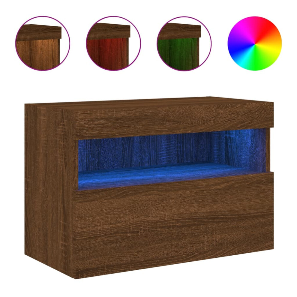 Vidaxl Tv Wall Cabinet With Led Lights Floating Tv Unit Tv Cabinet Brown Oak
