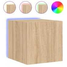 vidaXL TV Wall Cabinet with LED Lights Floating TV Unit TV Cabinet Sonoma Oak