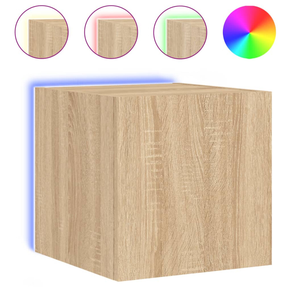 Vidaxl Tv Wall Cabinet With Led Lights Floating Tv Unit Tv Cabinet Sonoma Oak