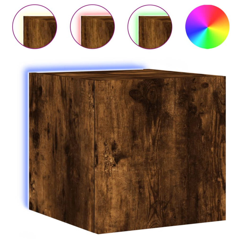 Vidaxl Tv Wall Cabinet With Led Lights Floating Tv Unit Tv Cabinet Smoked Oak