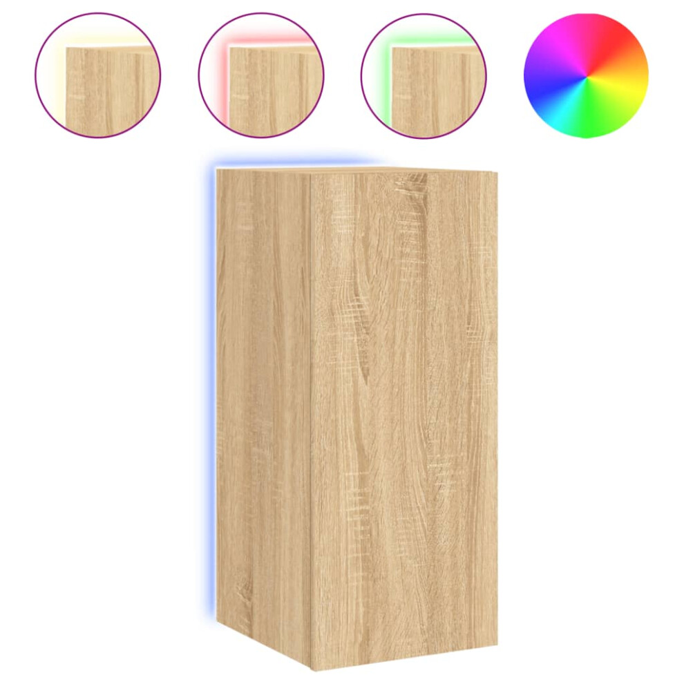 Vidaxl Tv Wall Cabinet With Led Lights Floating Tv Unit Tv Cabinet Sonoma Oak