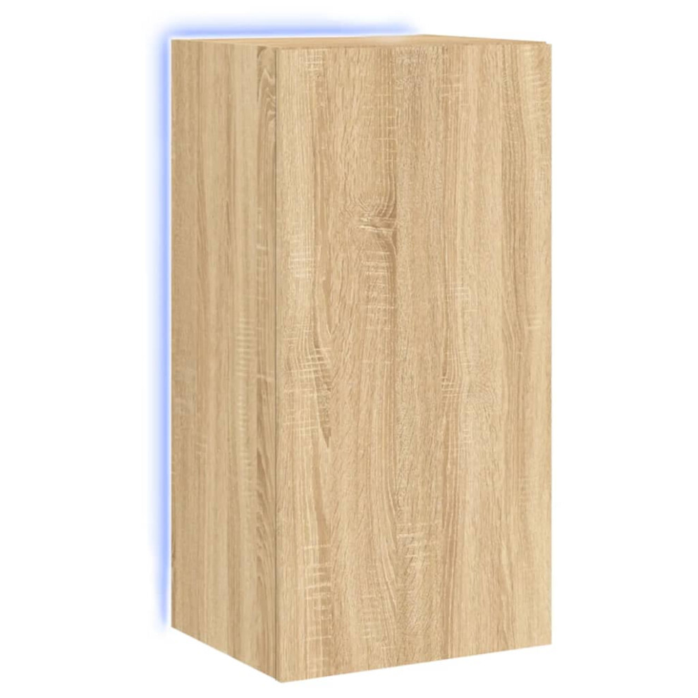 Vidaxl Tv Wall Cabinet With Led Lights Floating Tv Unit Tv Cabinet Sonoma Oak