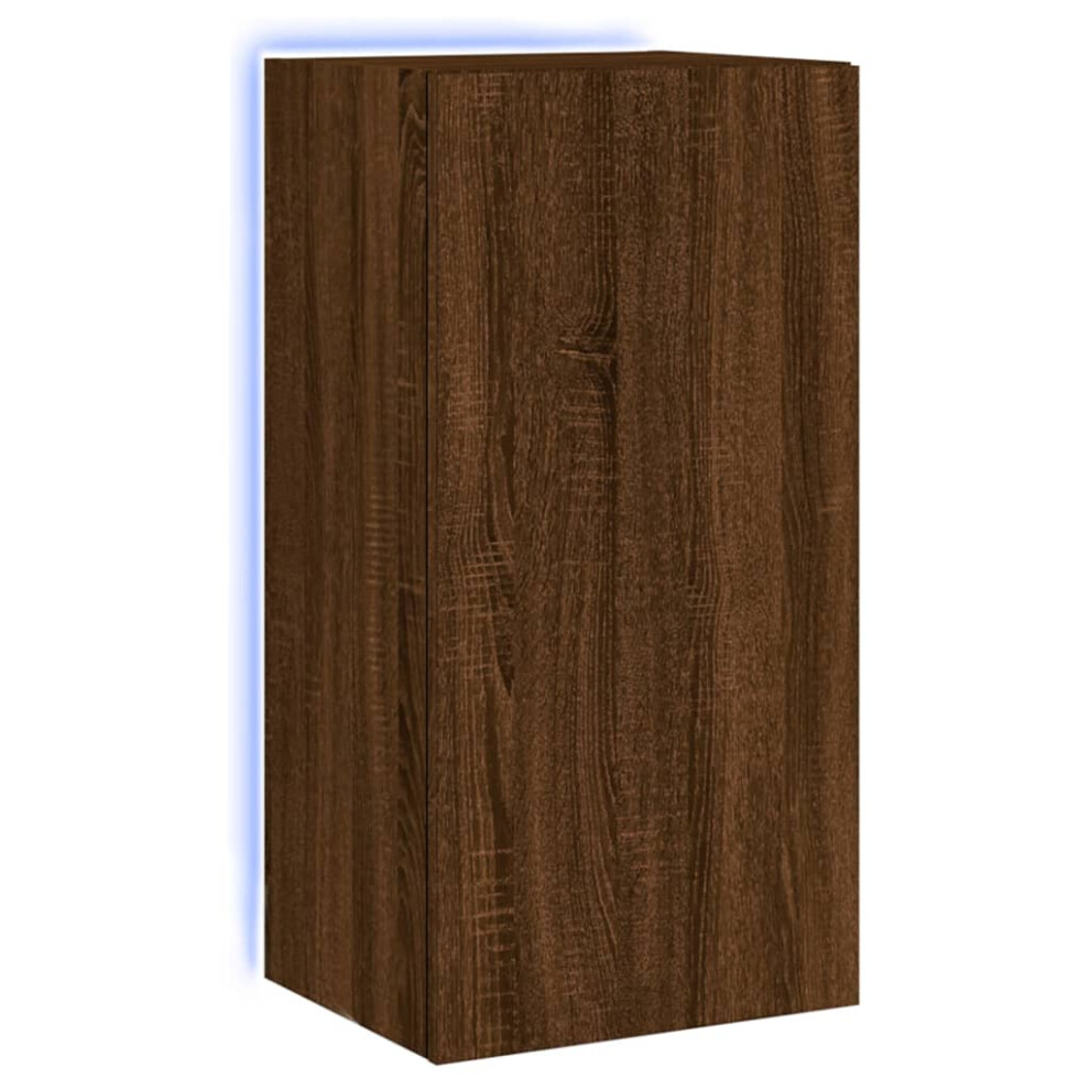 Vidaxl Tv Wall Cabinet With Led Lights Floating Tv Unit Tv Cabinet Brown Oak