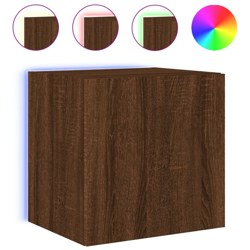 Vidaxl Tv Wall Cabinet With Led Lights Floating Tv Unit Tv Cabinet Brown Oak