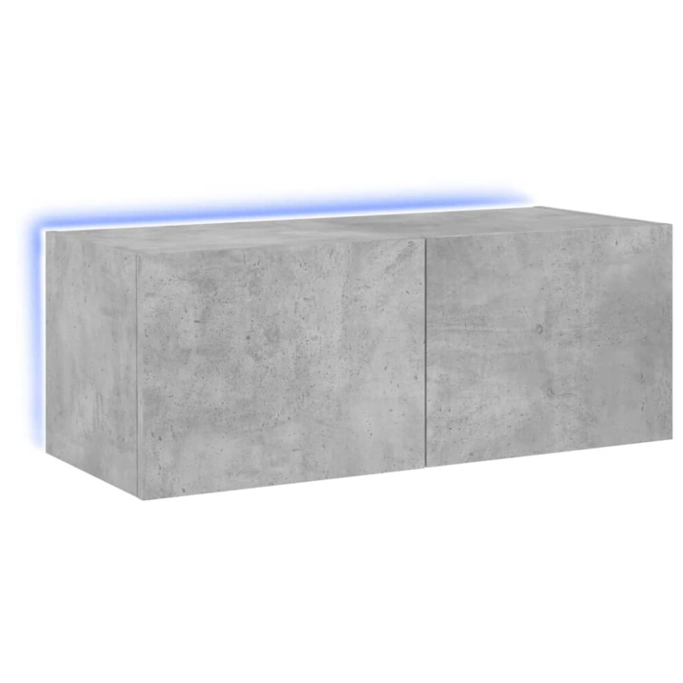 Vidaxl Tv Wall Cabinet With Led Lights Wall Mounted Tv Units Concrete Grey