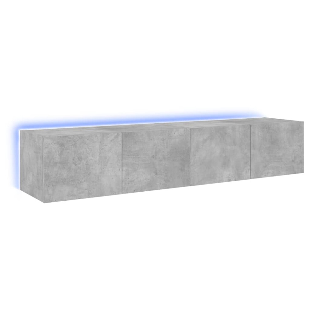 vidaXL TV Wall Cabinets with LED Lights Floating TV Unit 2 pcs Concrete Grey