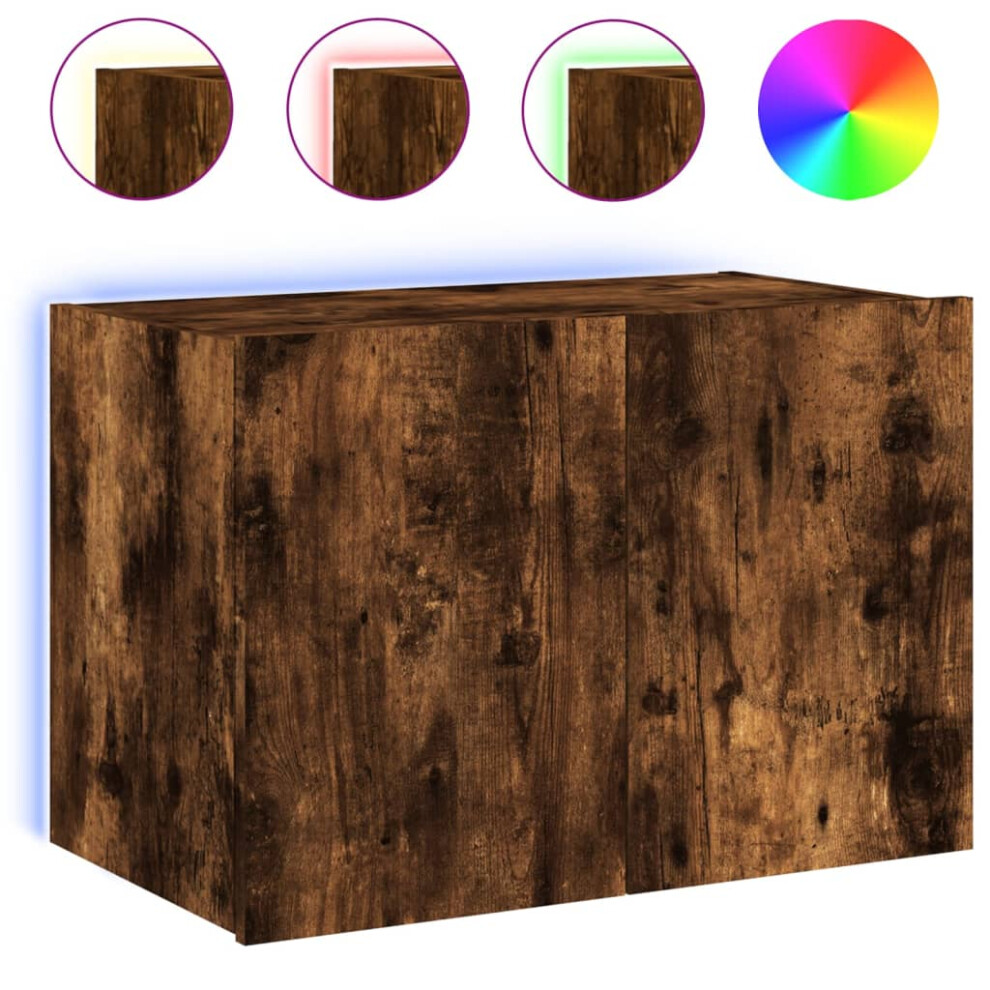 Vidaxl Tv Wall Cabinet With Led Lights Floating Tv Unit Tv Cabinet Smoked Oak