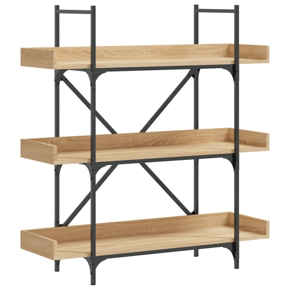 Vidaxl Bookcase 3-Tier Bookshelf Storage Cabinet Sonoma Oak Engineered Wood