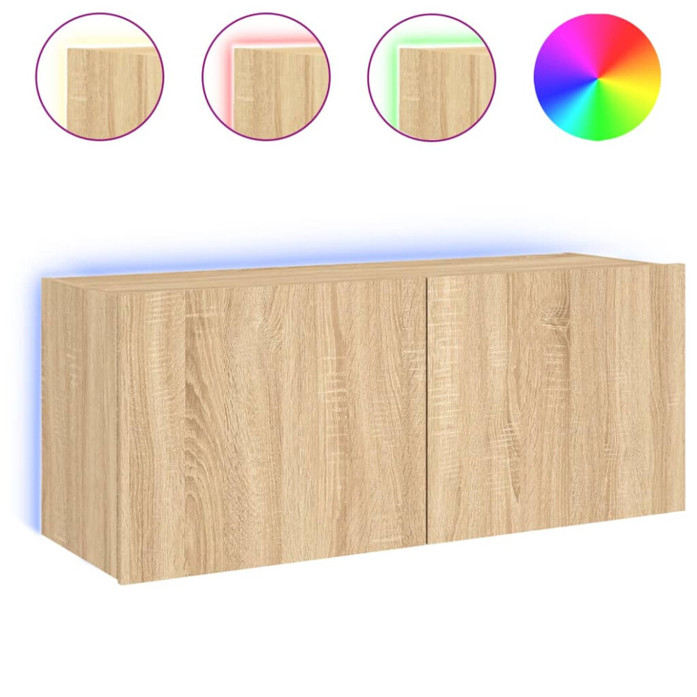Vidaxl Tv Wall Cabinet With Led Lights Floating Tv Unit Tv Cabinet Sonoma Oak
