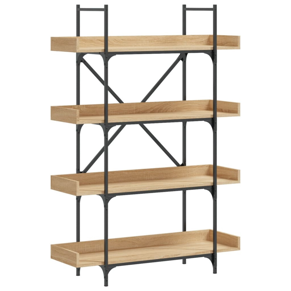 vidaXL Bookcase 4-Tier Bookshelf Storage Cabinet Sonoma Oak Engineered Wood