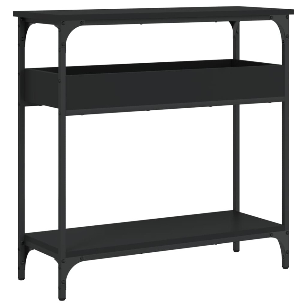 Vidaxl Console Table With Shelf End Table Side Table Black Engineered Wood