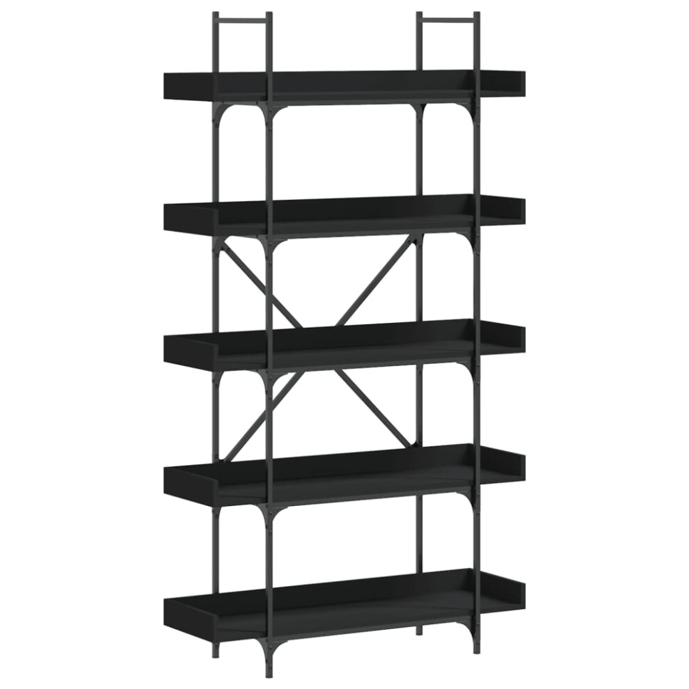 vidaXL Bookcase 5-Tier Bookshelf Storage Cabinet Rack Black Engineered Wood