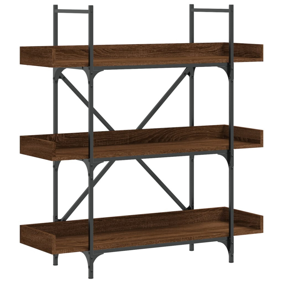 vidaXL Bookcase 3-Tier Bookshelf Storage Cabinet Brown Oak Engineered Wood