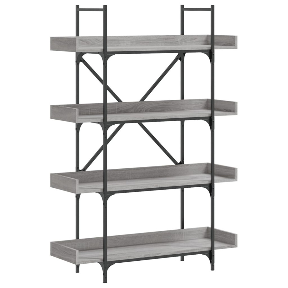 Vidaxl Bookcase 4-Tier Bookshelf Storage Cabinet Grey Sonoma Engineered Wood