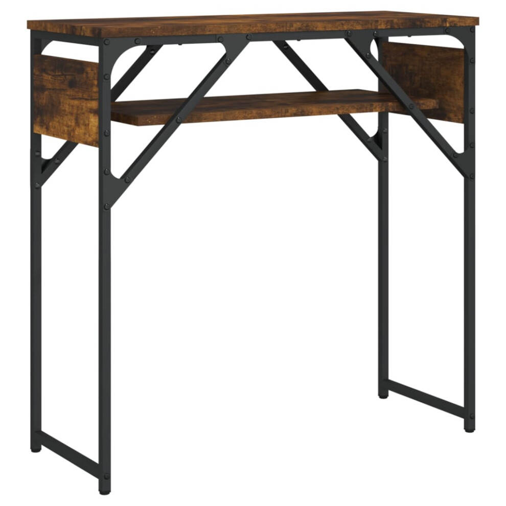 Vidaxl Console Table With Shelf End Side Table Smoked Oak Engineered Wood