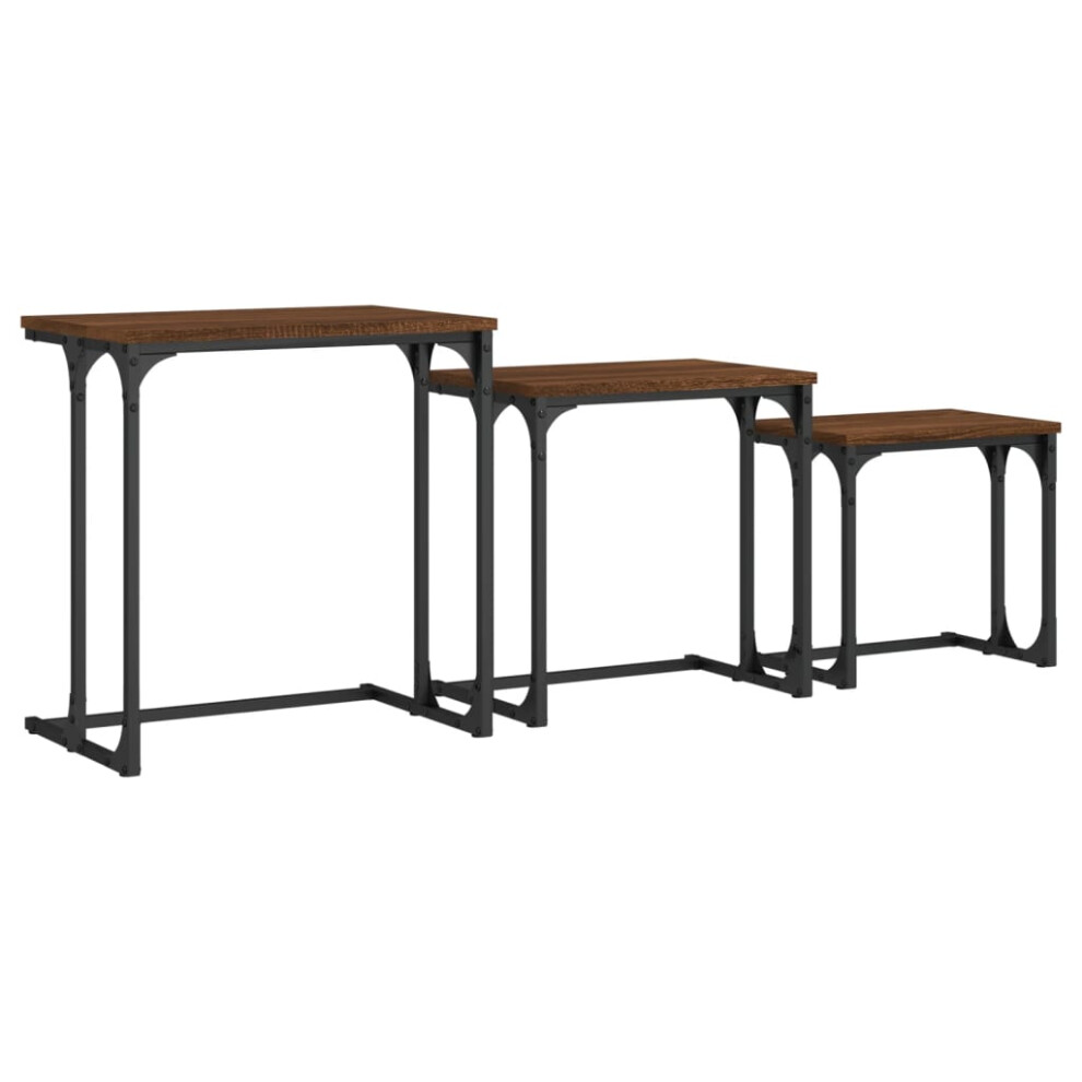 Vidaxl Nesting Coffee Tables Nestinge Table 3 Pcs Brown Oak Engineered Wood