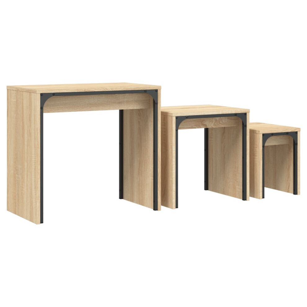 vidaXL Nesting Coffee Tables Nestinge Table 3 Pcs Sonoma Oak Engineered Wood