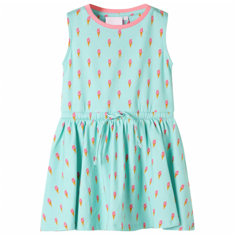 Kids' Dress with Drawstring Toddler Girls' Dress Ice Cream Print Light Mint 92