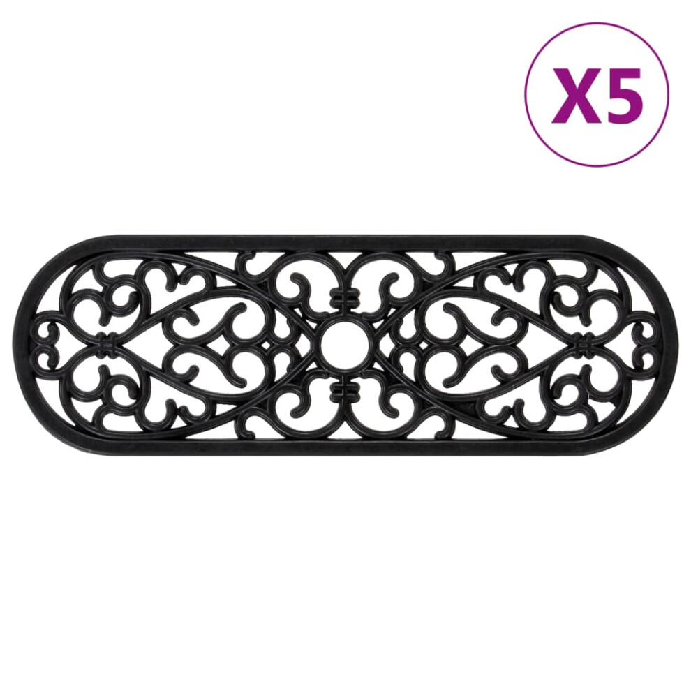 Vidaxl Stair Treads Outdoor Step Mat Door Mat Anti Slip Tread Mat 5 Pcs Rubber