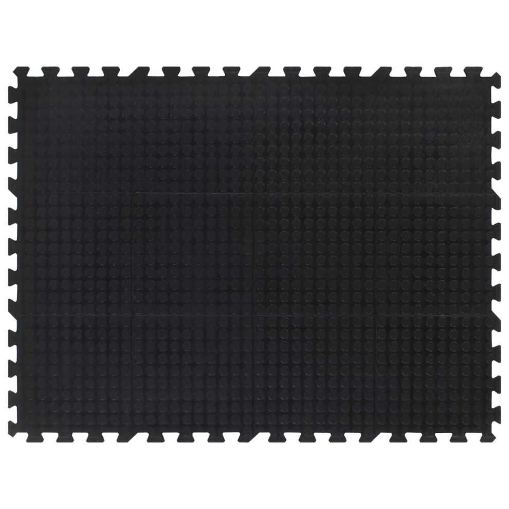 vidaXL Rubber Floor Tile Flooring Mat Interlocking Exercise Mat Black 12 mm