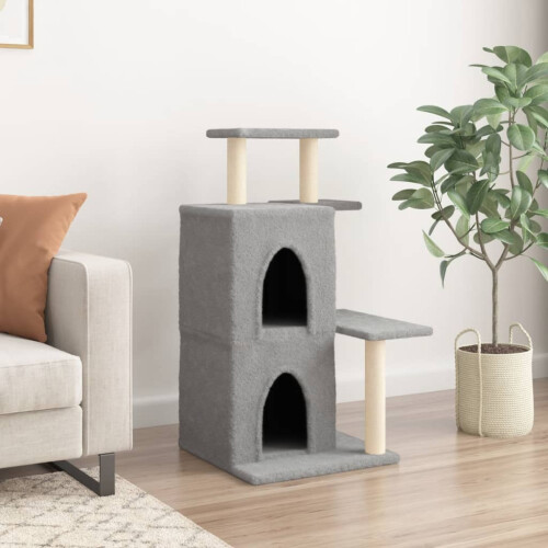 VidaXL vidaXL Cat Tree with Sisal Scratching Posts Cat Tower Climbing Tree Light Grey 2
