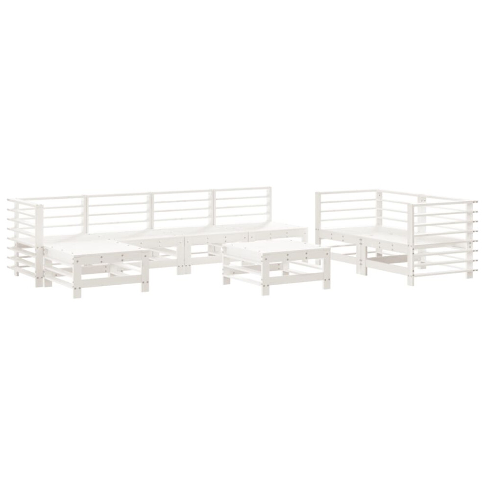 vidaXL Garden Lounge Set Outdoor Modular Sofa 8 Piece White Solid Wood Pine