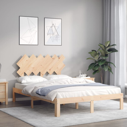 VidaXL vidaXL Bed Frame Bed Base Platform Bed with Headboard Small Double Solid Wood 2