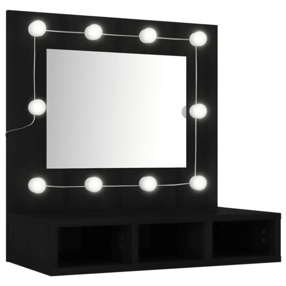 vidaXL Mirror Cabinet with LED Wall-mounted Cabinet Cosmetic Mirror Black