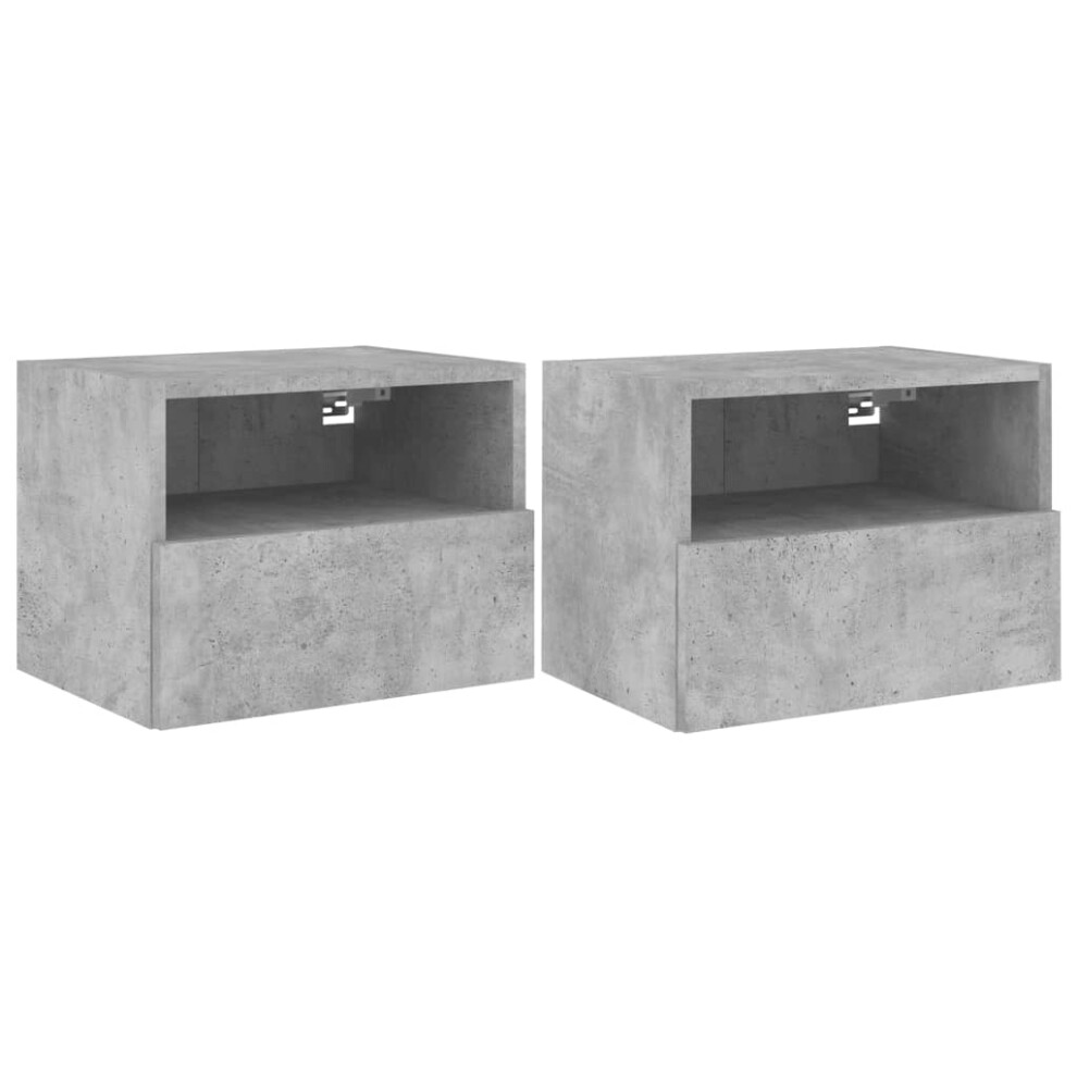 vidaXL TV Wall Cabinets Floating TV Unit 2 pcs Concrete Grey Engineered Wood