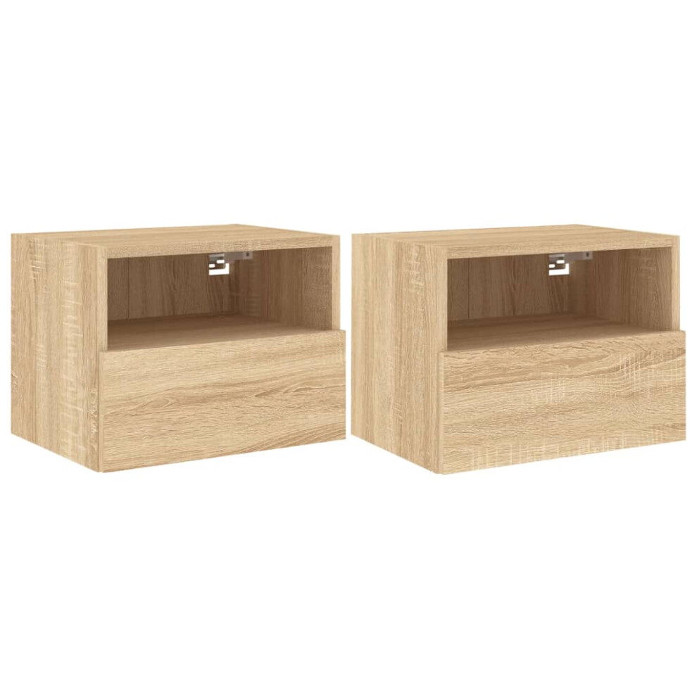 vidaXL TV Wall Cabinets Floating TV Unit 2 pcs Sonoma Oak Engineered Wood