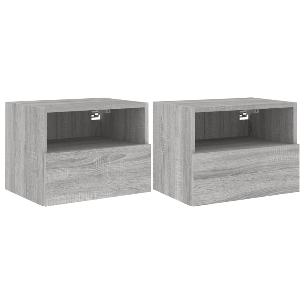 vidaXL TV Wall Cabinets Floating TV Unit 2 pcs Grey Sonoma Engineered Wood