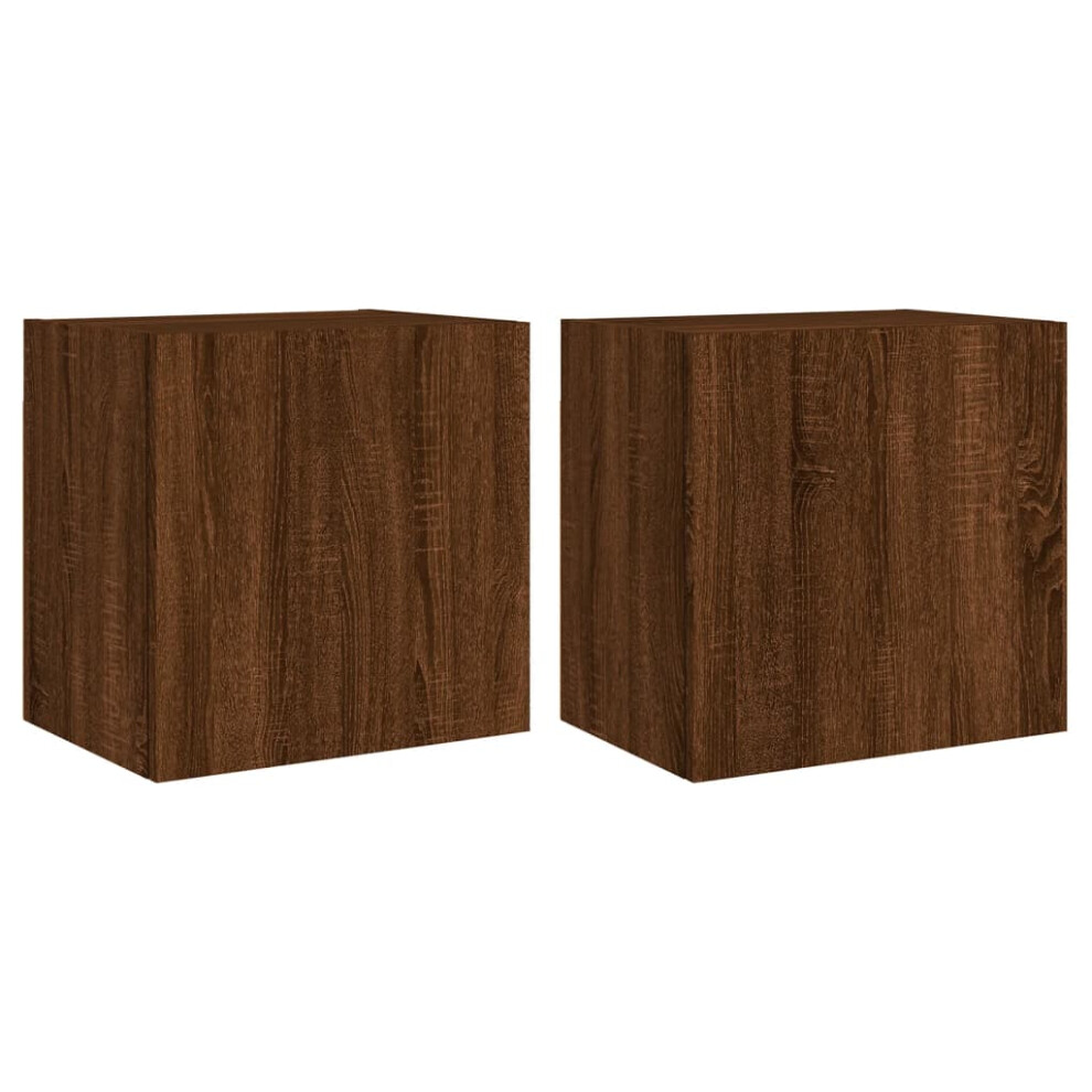 vidaXL TV Wall Cabinets Wall Mounted TV Units 2 pcs Brown Oak Engineered Wood