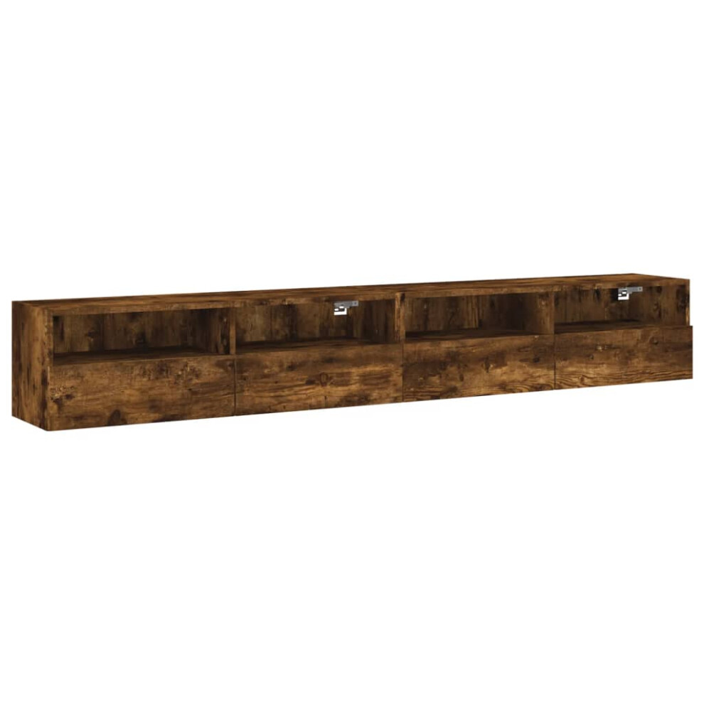 B&Q -  Tv Wall Cabinets 2 Pcs Smoked Oak 100X30X30 Cm Engineered Wood - Image 3