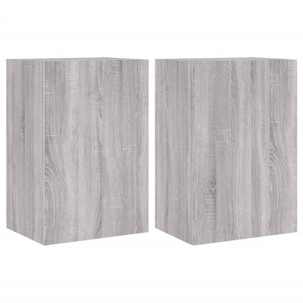 vidaXL TV Wall Cabinets Floating TV Unit 2 pcs Grey Sonoma Engineered Wood