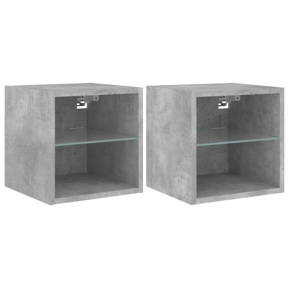 vidaXL TV Wall Cabinets with LED Lights Floating TV Unit 2 pcs Concrete Grey