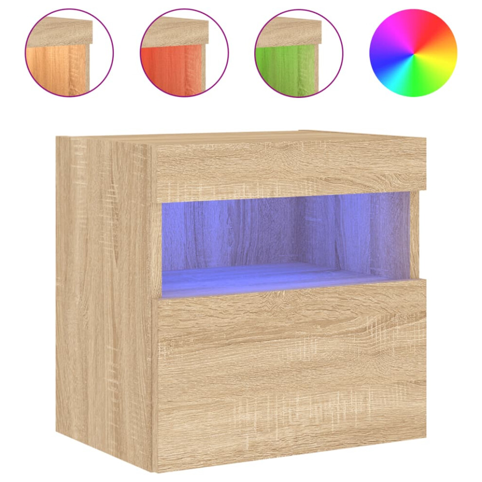 Vidaxl Tv Wall Cabinet With Led Lights Floating Tv Unit Tv Cabinet Sonoma Oak