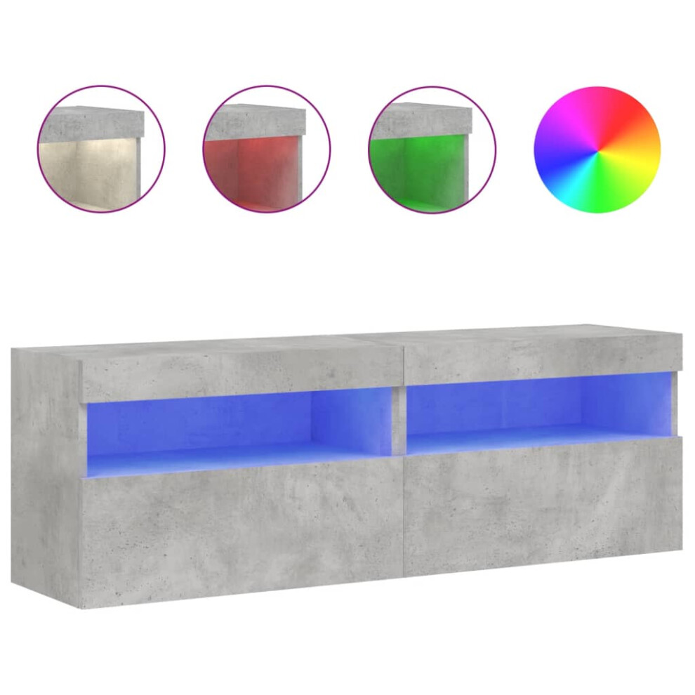 VIDAXL TV Wall Cabinet - Engineered Wood - Grey - Image 2
