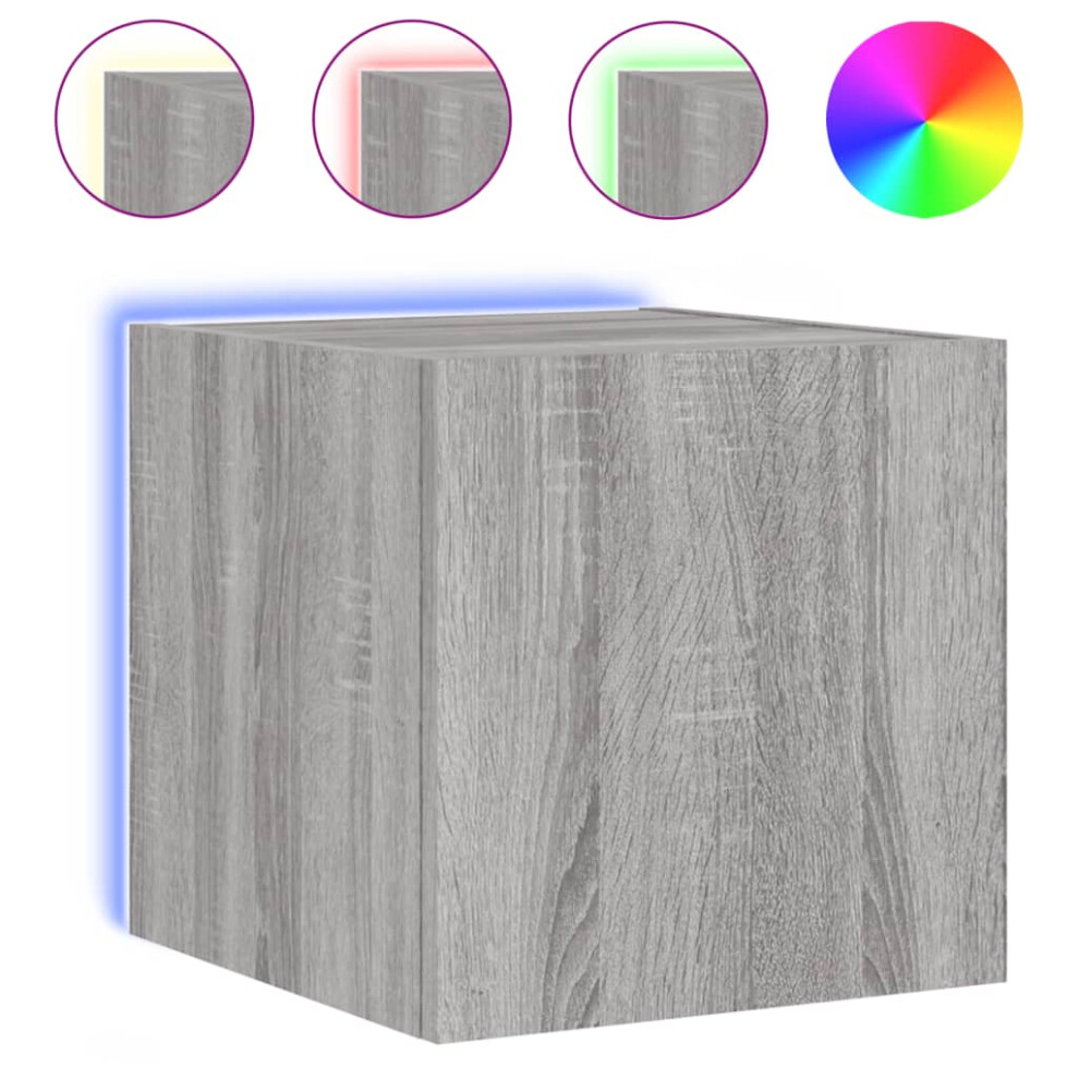 Vidaxl Tv Wall Cabinet With Led Lights Floating Tv Unit Tv Cabinet Grey Sonoma