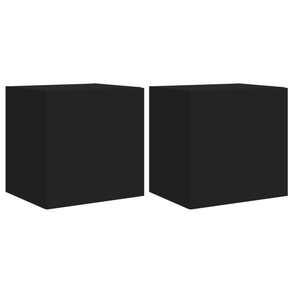 Vidaxl Tv Wall Cabinets With Led Lights Wall Mounted Tv Units 2 Pcs Black
